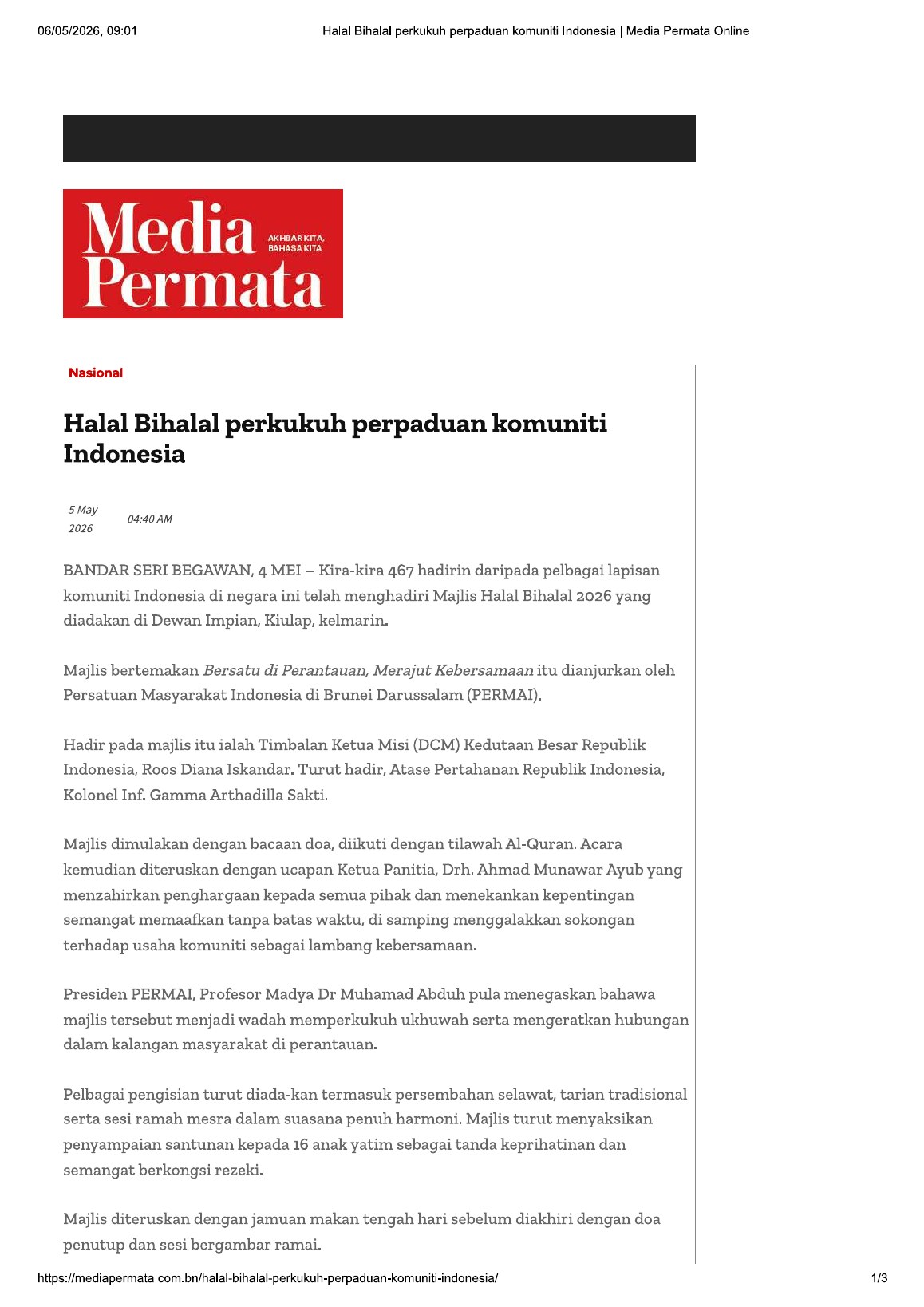 Dokumentasi Media Permata, halaman 1